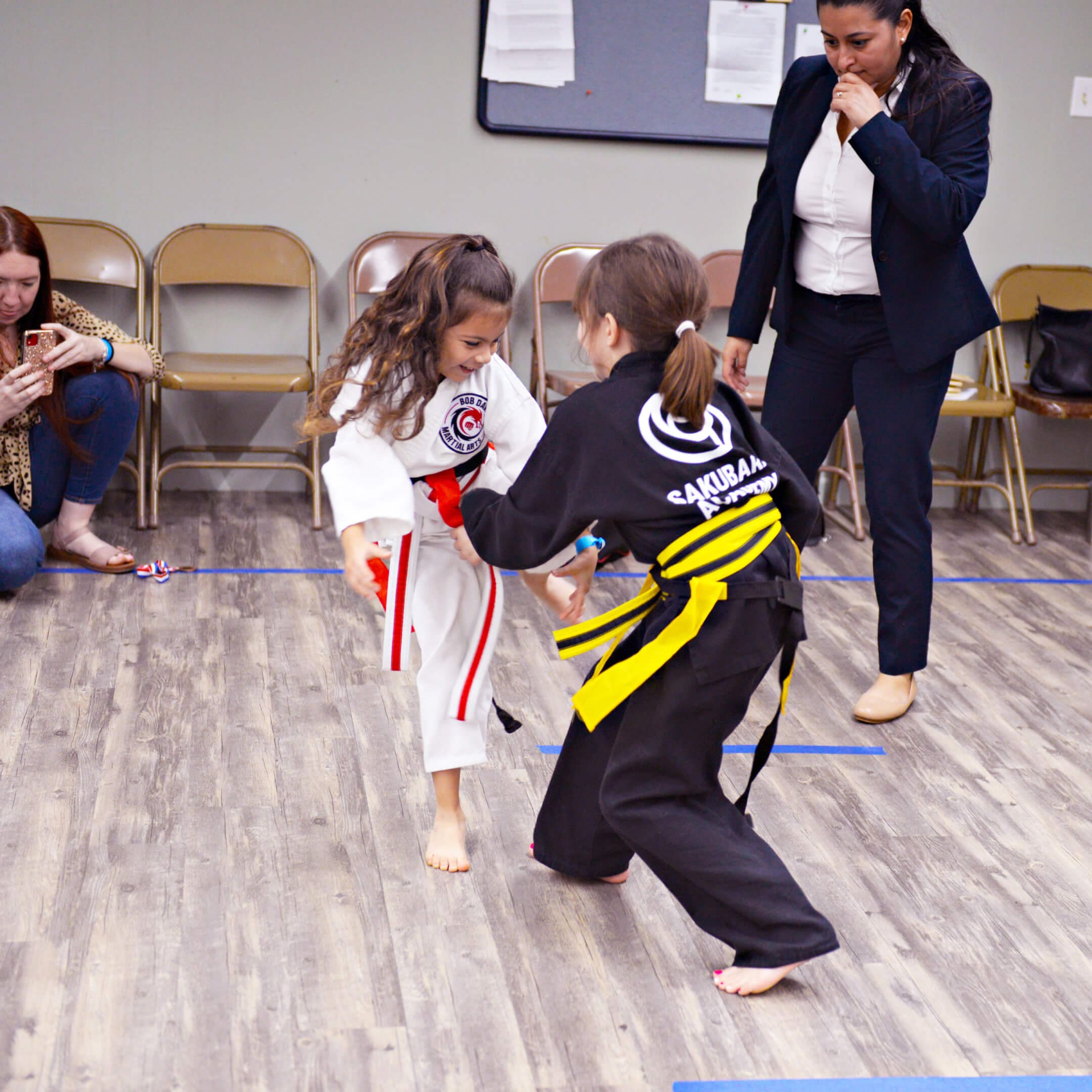 Student from Sakubara Academy in McAllen competing against another student in capture the flag and winning.